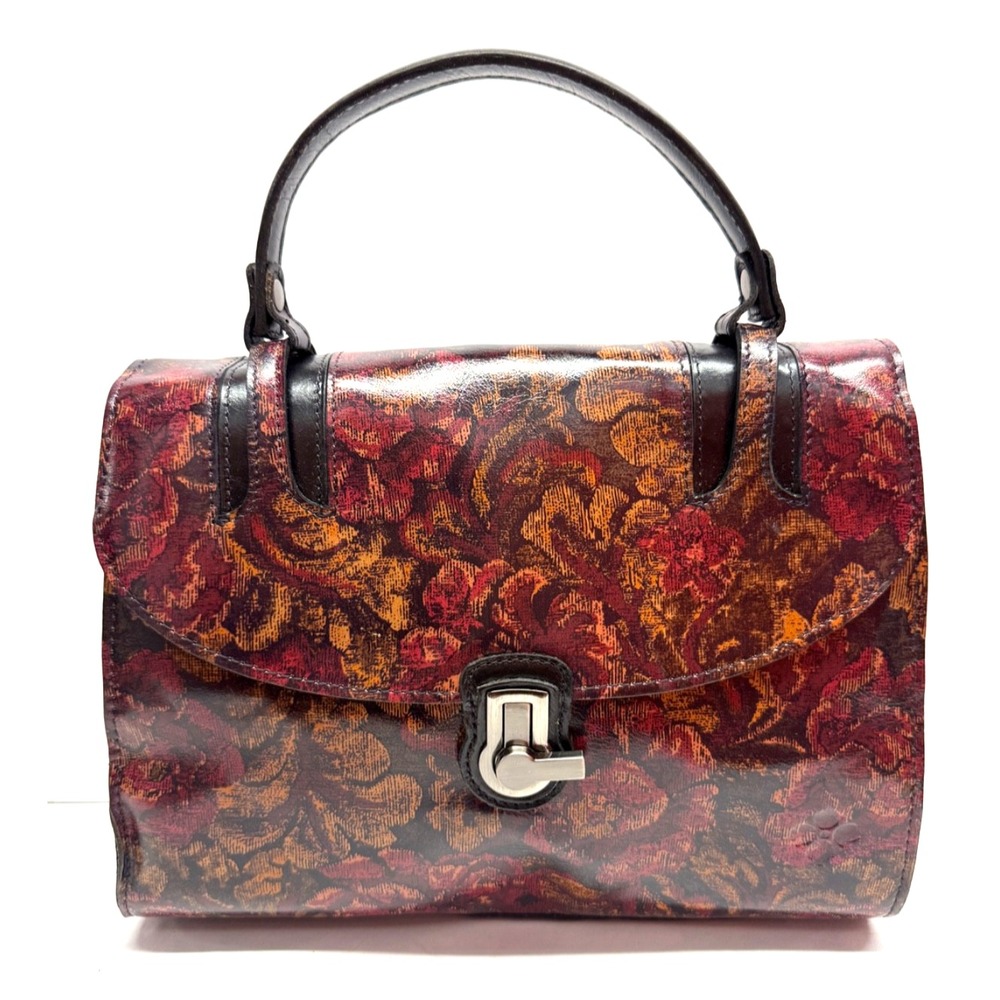 PATRICIA NASH Large‎ PURSE Bag Stintino Leather Flap Satchel FLORAL BROCADE NEW